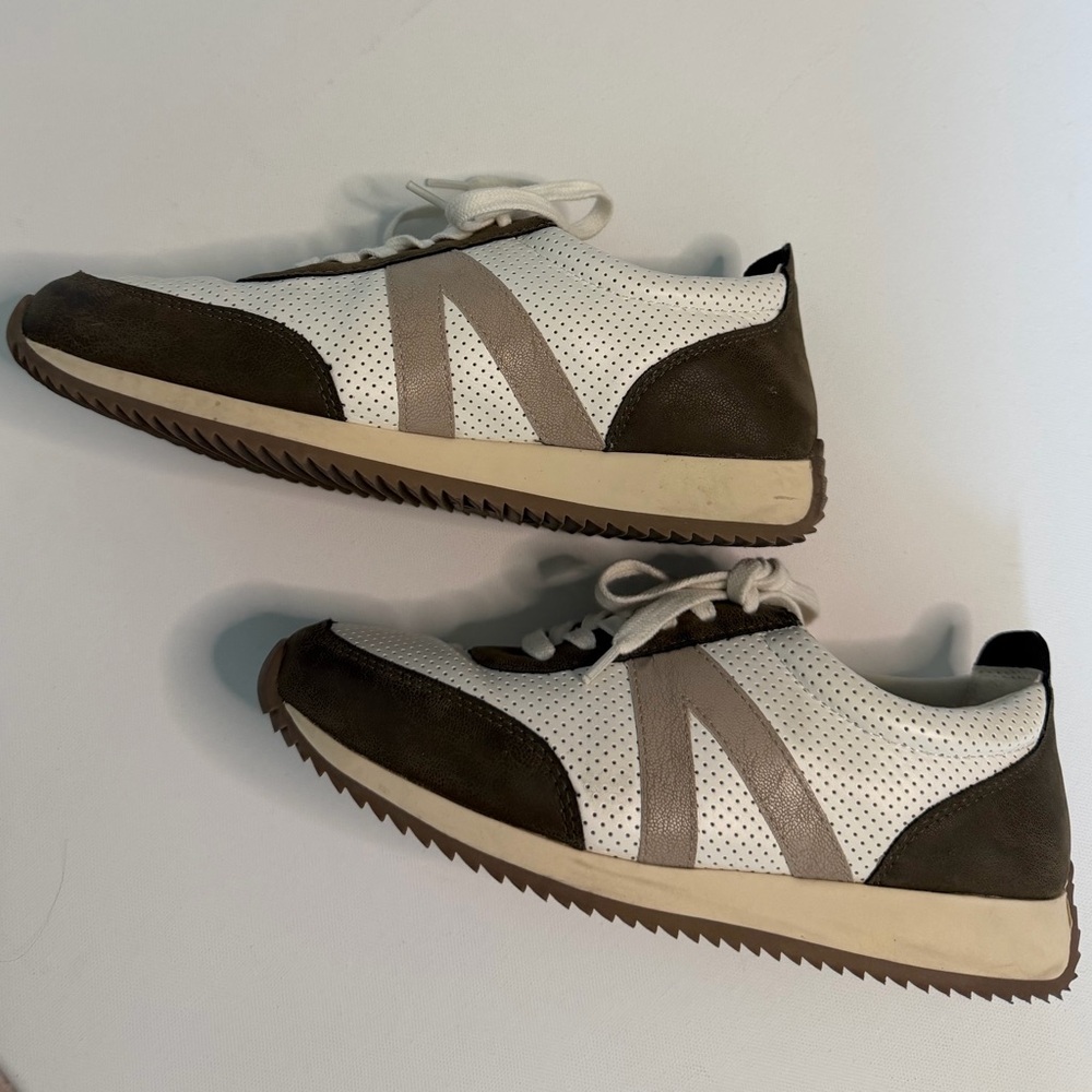 MIA Fashion Retro Runner Sneakers White Brown Taupe Size 6 - Picture 3 of 7